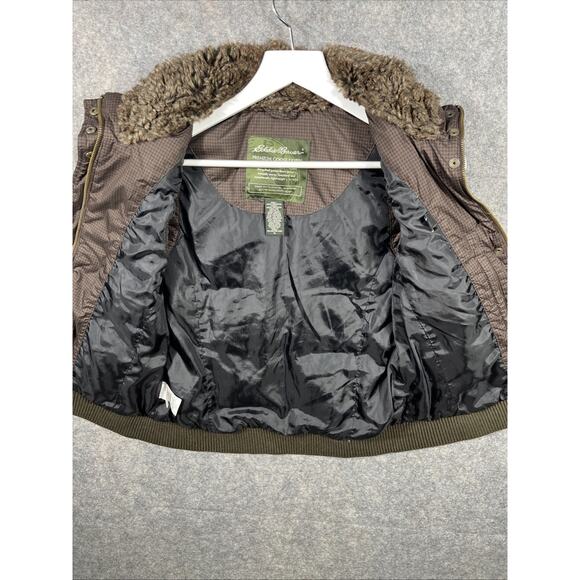 Women's Small‎ Eddie Bauer Premium Goose Down Vest Puffer Quilted Faux Fur Trim - Picture 4 of 11